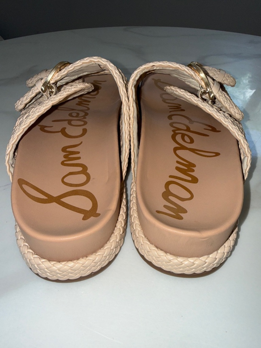 Woven Buckle Slide Sandals in Light Beige - Women's - Picture 7 of 7